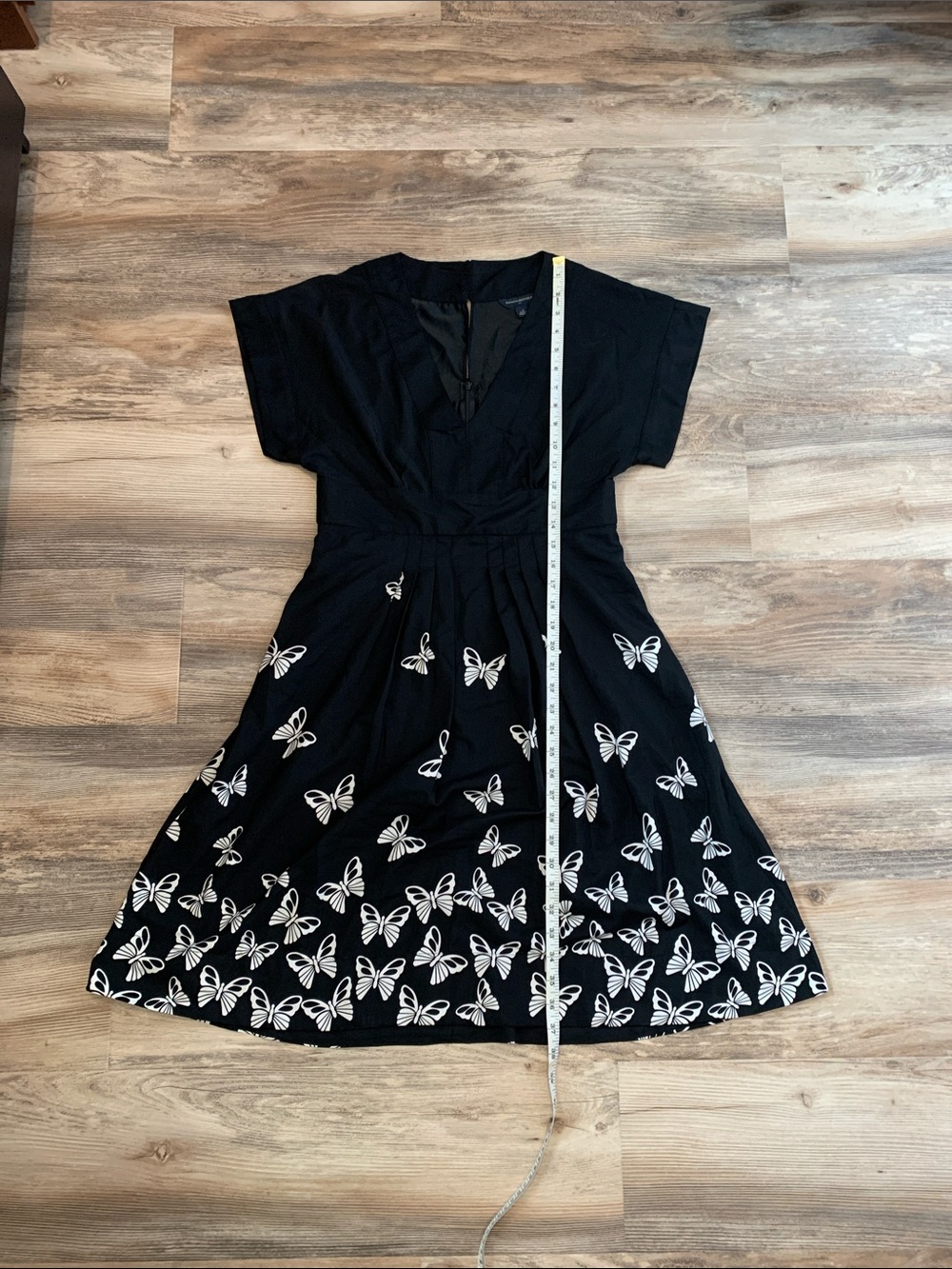 Banana Republic Black Dress with White Butterfly Print size 4